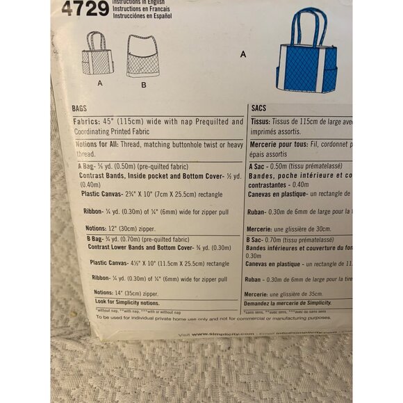 Simplicity Misses Handbag Sewing Pattern 4729 - uncut - Picture 6 of 8